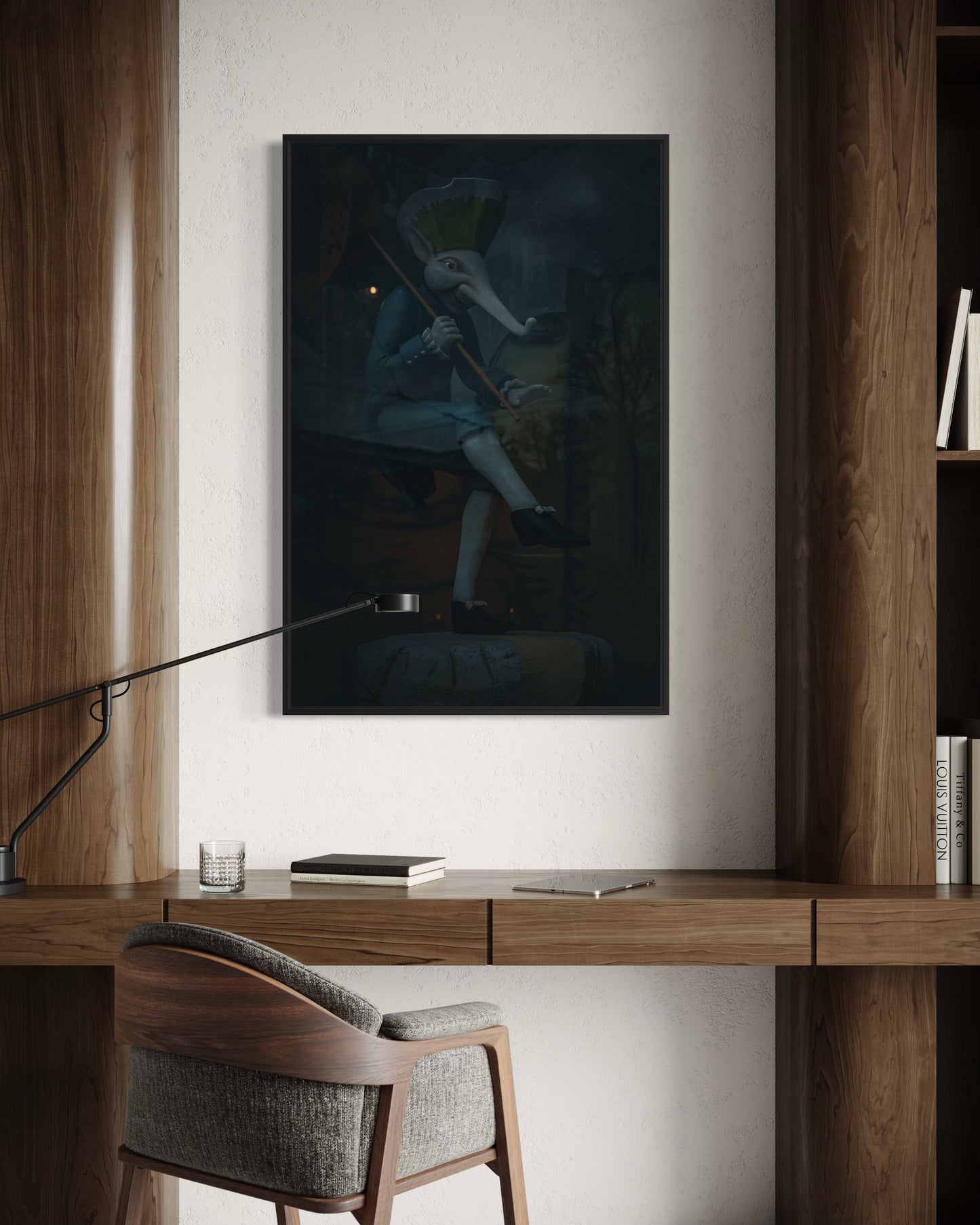 Elephant Violinist. Elisseeff Emporium in St. Petersburg. Museum-Quality Matte Paper Metal Framed Poster