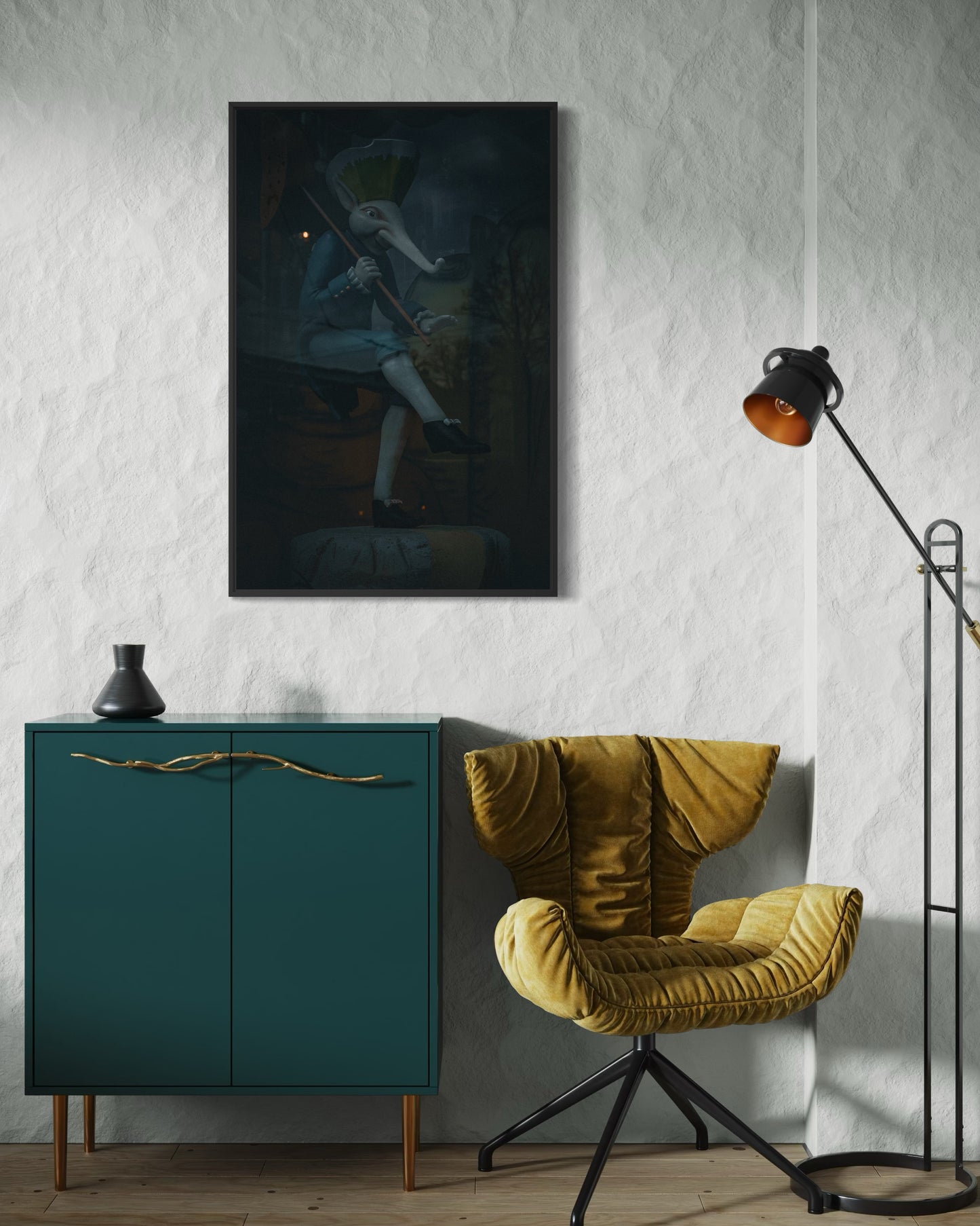 Elephant Violinist. Elisseeff Emporium in St. Petersburg. Museum-Quality Matte Paper Metal Framed Poster